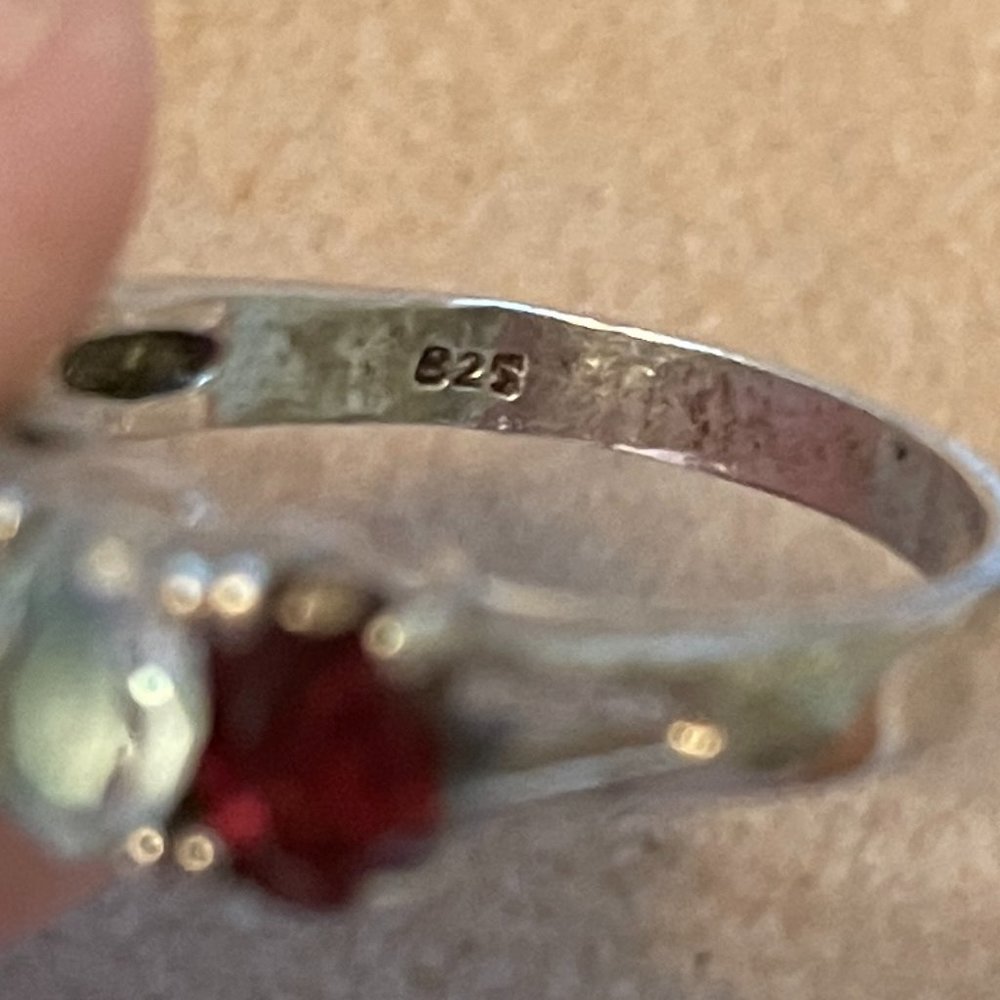 Sterling and Semi Precious Stone Rainbow Ring 6 - Picture 13 of 13